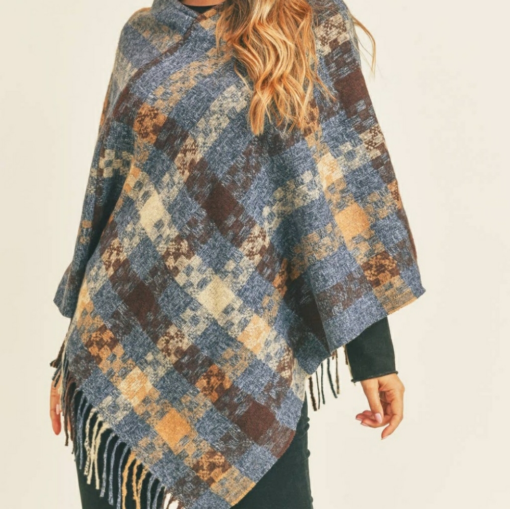 Western Plaid Poncho